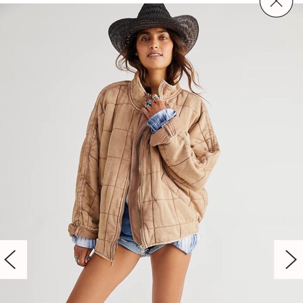 Free People Dolman Quilted Knit Jacket in Champagne Diamond